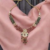 Royal Gold Plated Ruby and Emerald Beaded Necklace Set